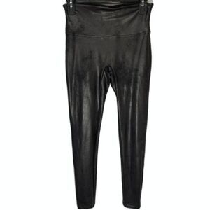 Spanx Black Faux Leather No Size Tag